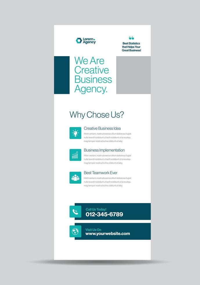 Corporate Business RollUp Banner Design or Stand Up Banner or Vertical Signage or Display Poster Design vector