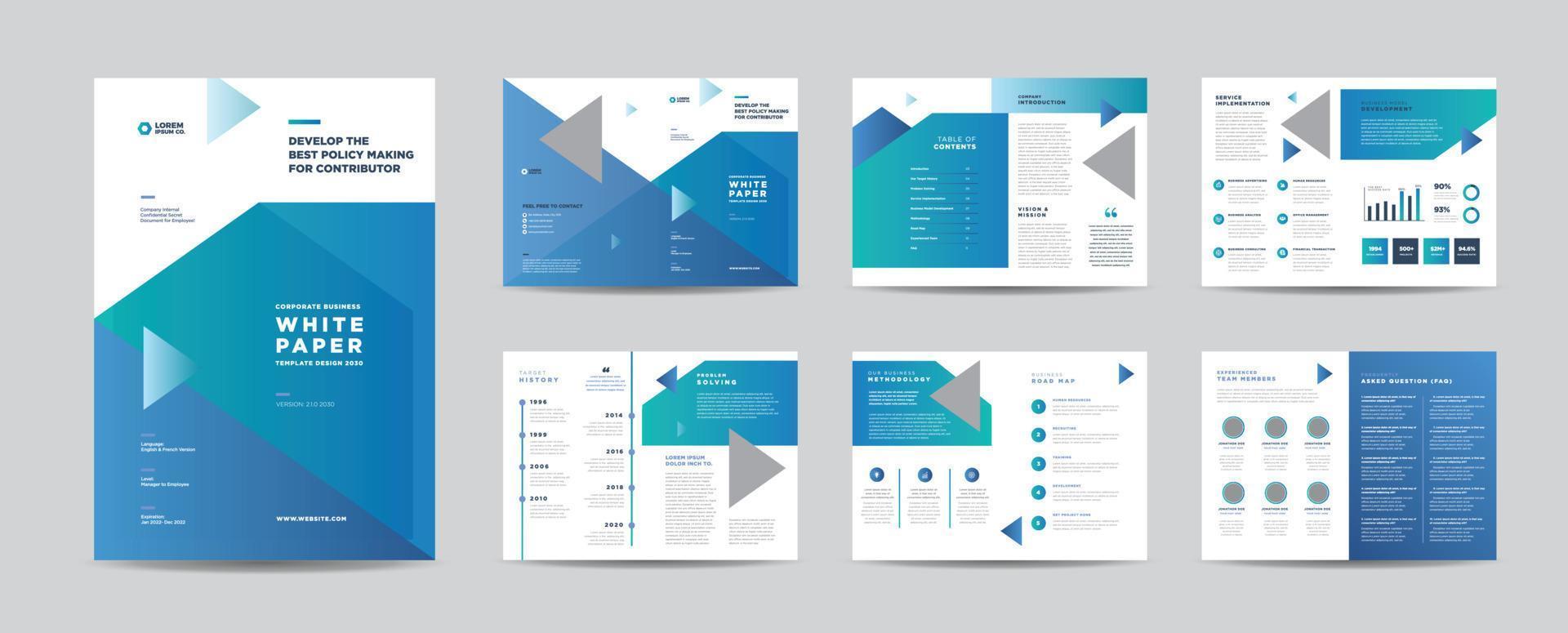 libro blanco de negocios y diseño de documentos internos de la empresa o diseño de folletos vector