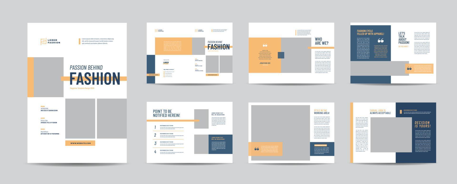 Minimal Fashion Magazine Design or Editorial Lookbook Layout or Fashion and Multipurpose portfolio vector