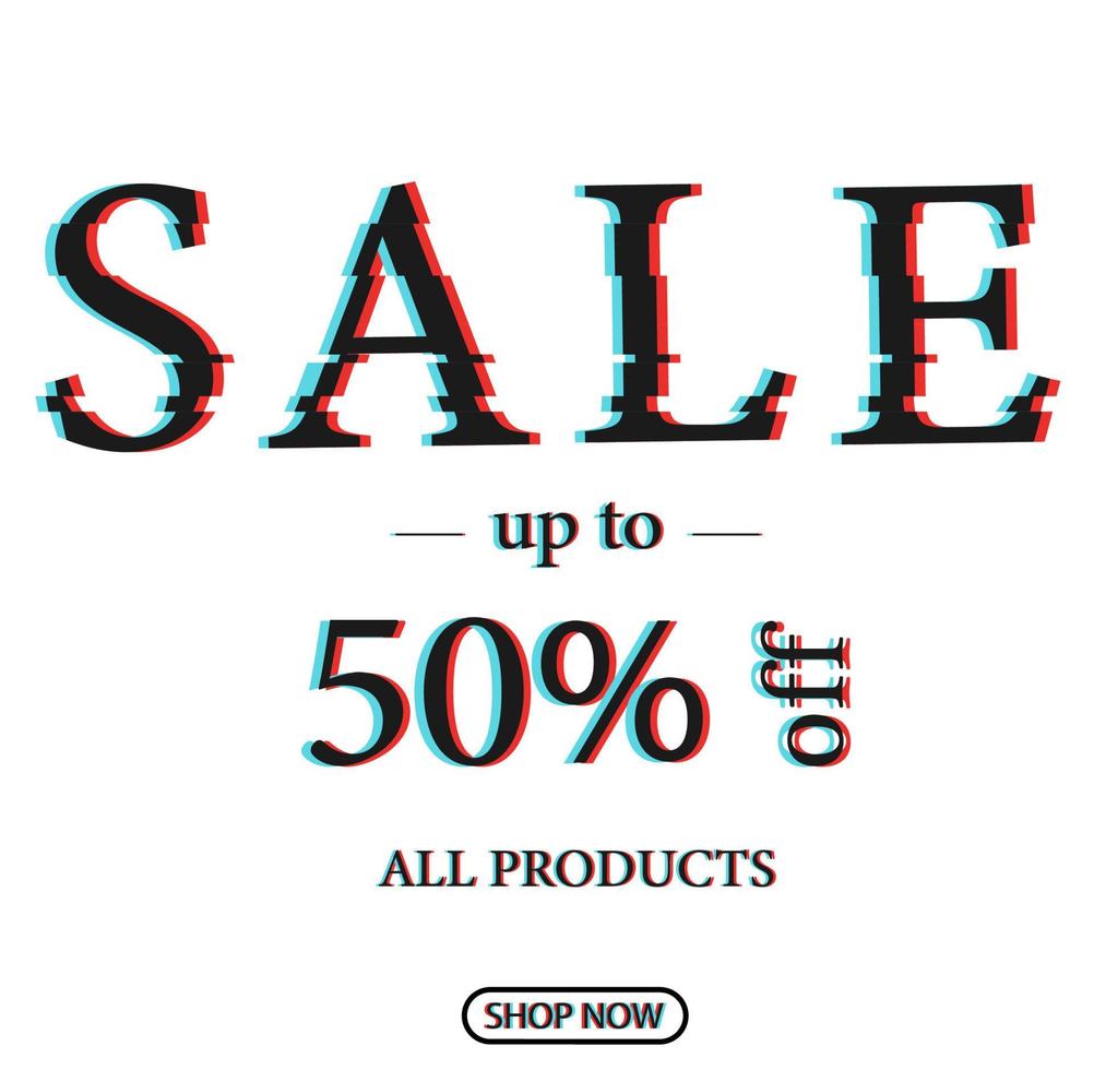 Sale and discounts. Banner for social media. Vector stock illustration. Social media. Voucher. glitch style