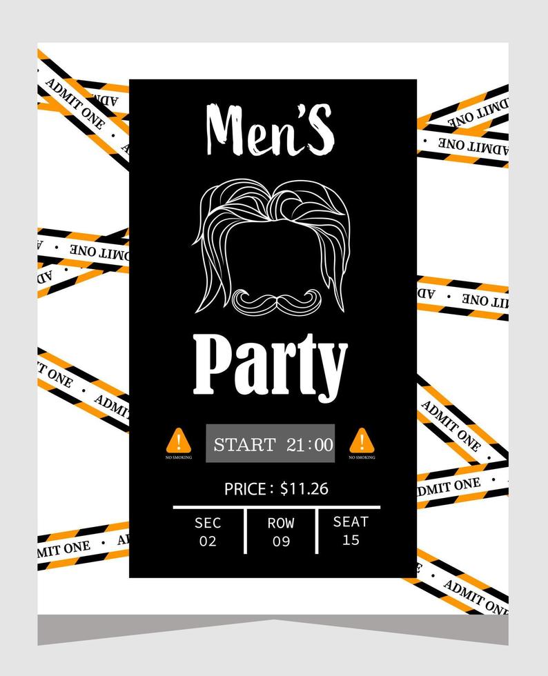 men party black and white vector