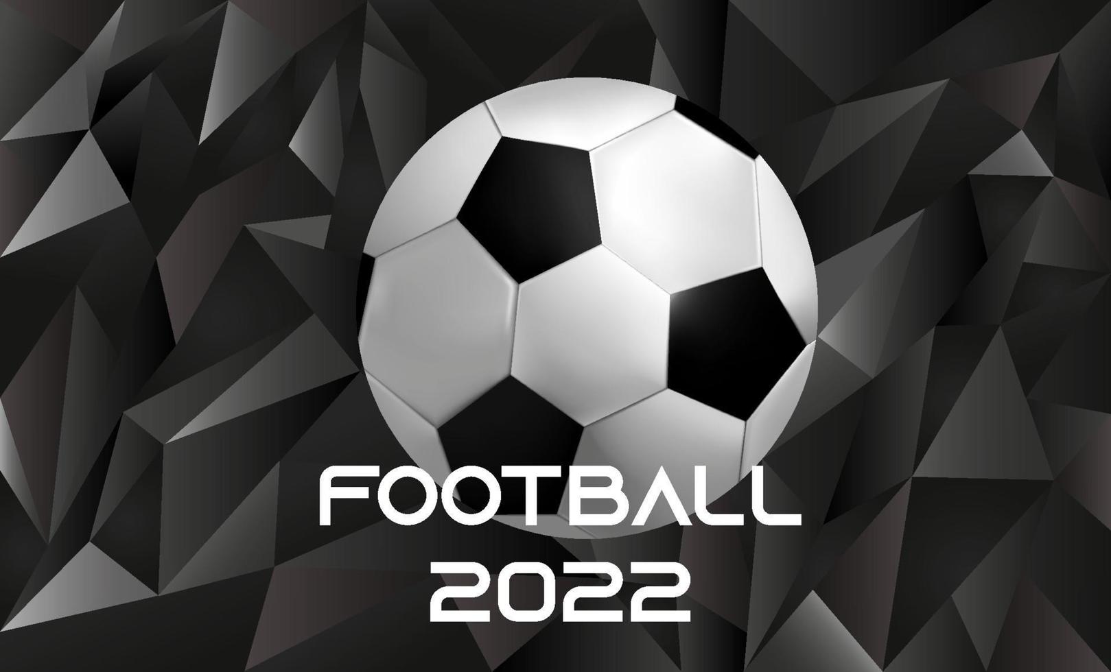 polygonal style. Background of triangles painted in gradients of different shades. Realistic style. Vector stock illustration. Soccer ball. 2022. Competition