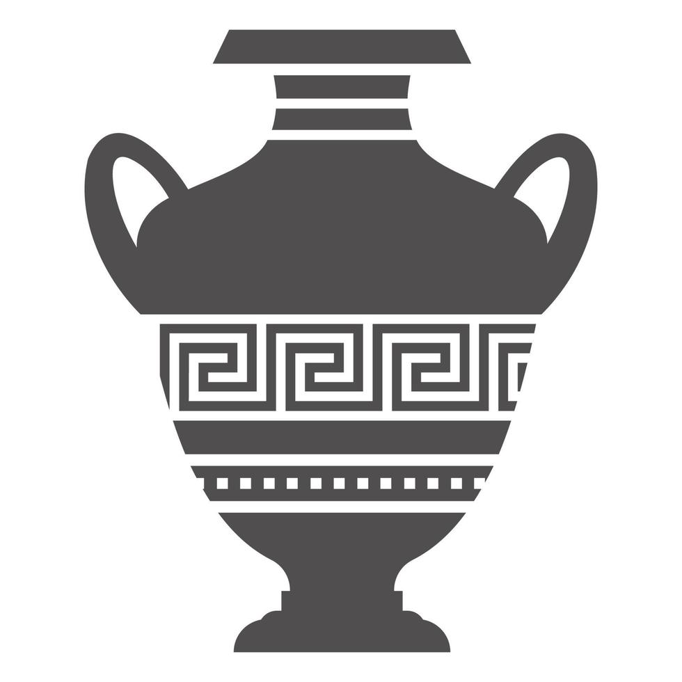 Greek vase silhouette. Ancient amphora and pot with meander pattern. Glyph illustration. Clay ceramic earthenware. Vector. vector