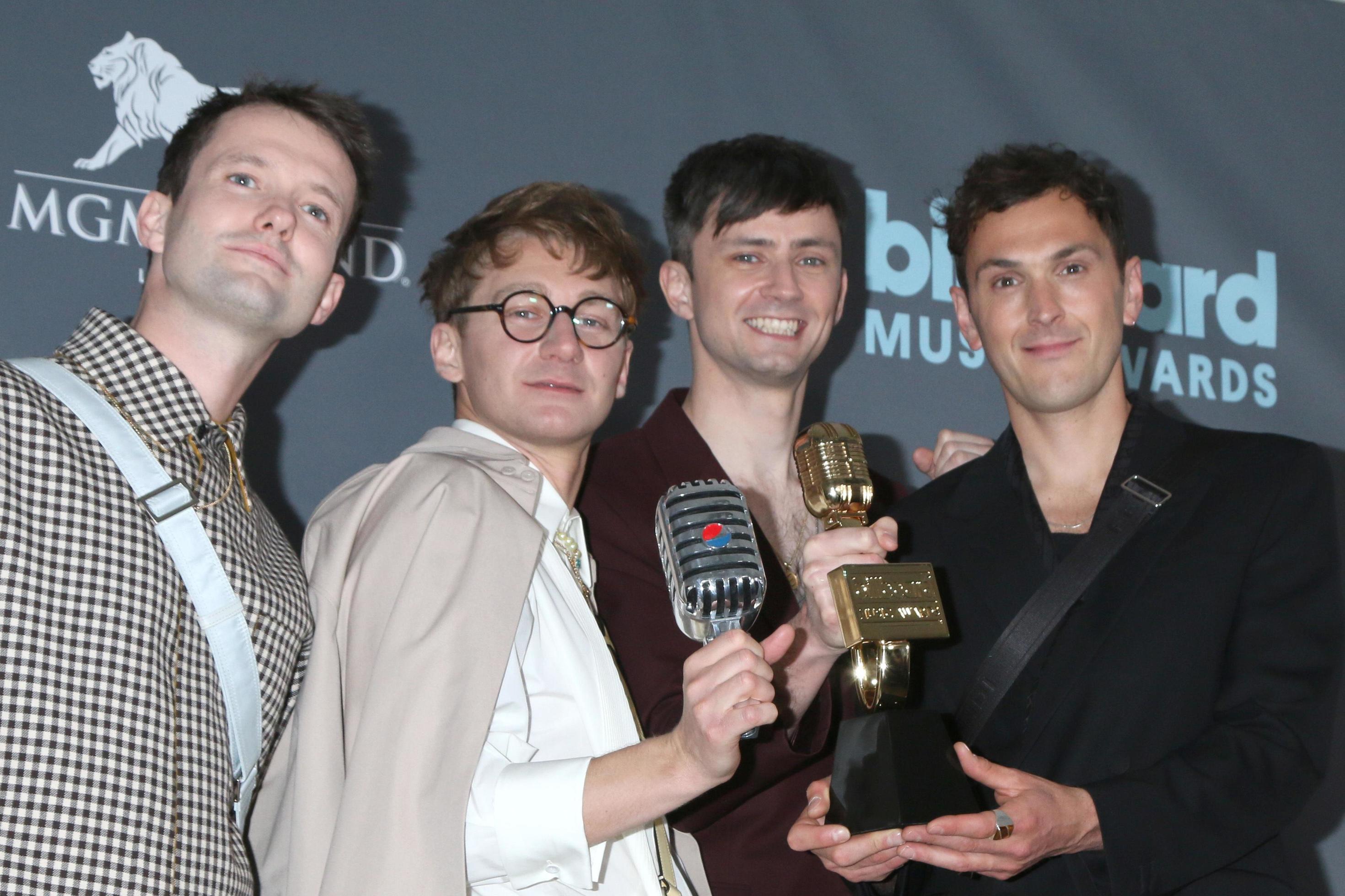 LOS ANGELES, MAY 15 - Dave Bayley, Drew MacFarlane, Edmund Irwin-Singer, and Joe Seaward, Glass Animals at the 2022 Billboard Music Awards at MGM Garden Arena on May 15, 2022 in Las LOS ANGELES, MAY 15 - Dave Bayley, Drew MacFarlane, Edmund Irwin-Singer, and Joe Seaward, Glass Animals at the 2022 Billboard Music Awards at MGM Garden Arena on May 15, 2022 in Las