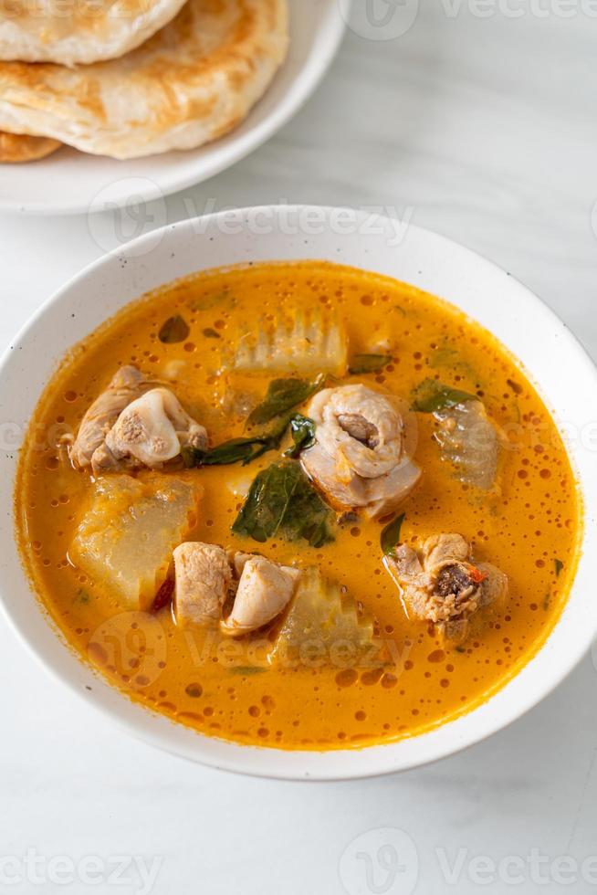 Chicken curry soup with roti photo