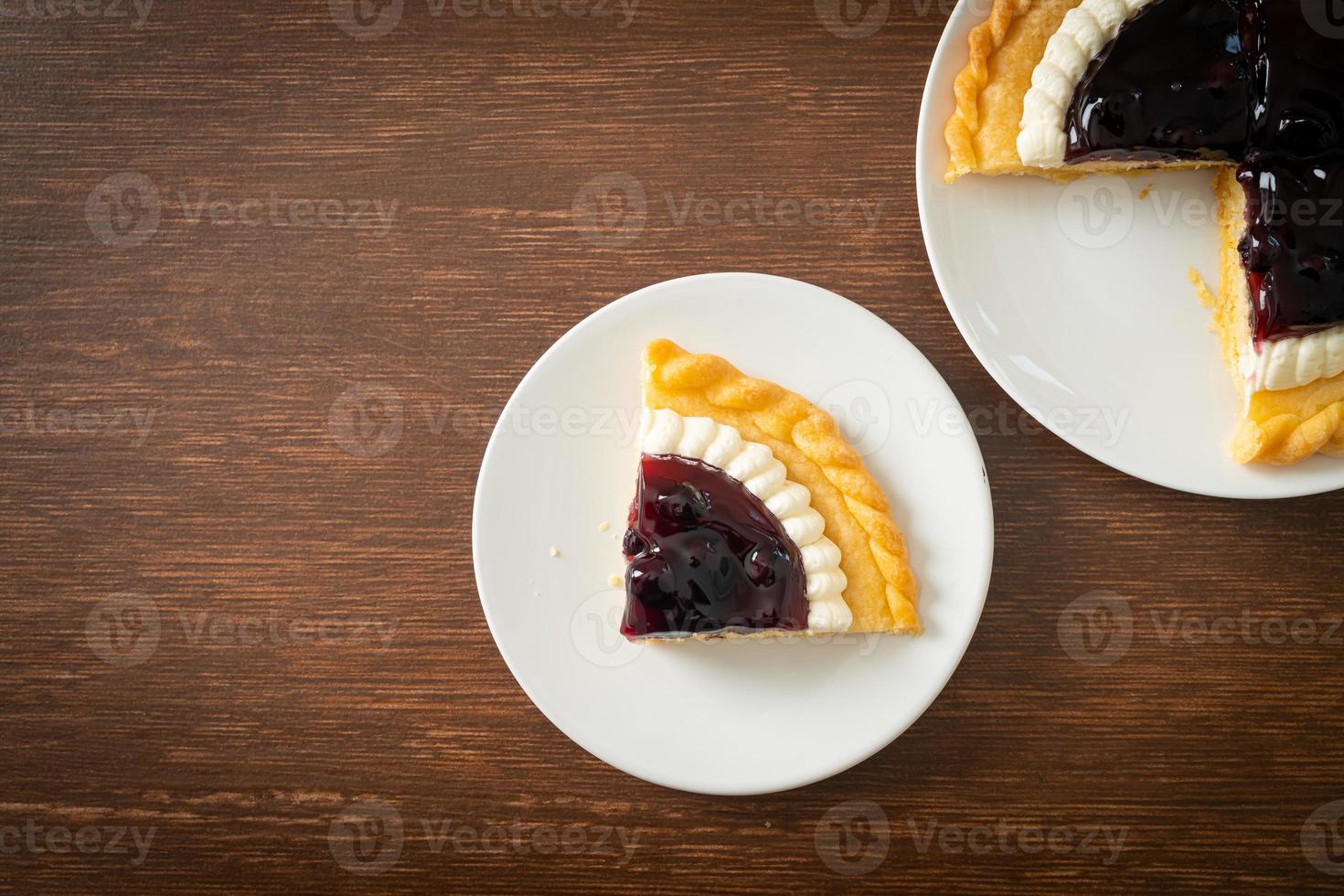 Blueberry Cheese Pie on white plate photo