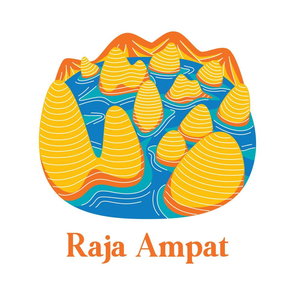 Raja Ampat in flat design style vector