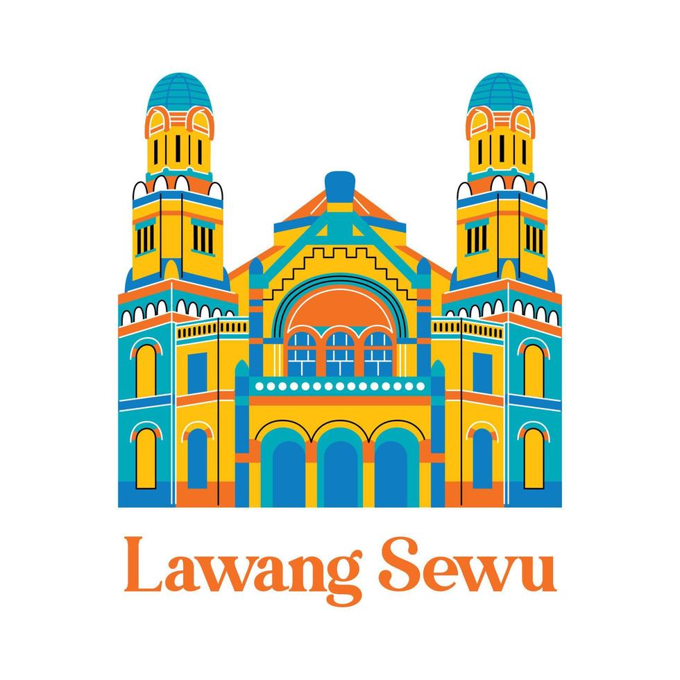 Lawang Sewu in flat design style vector