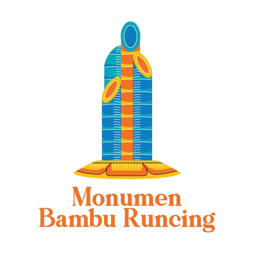 monumen bambu corriendo en estilo de diseño plano vector