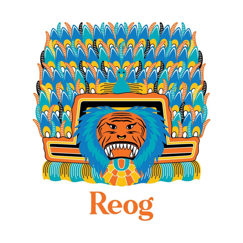 reog ponorogo en estilo de diseño plano vector