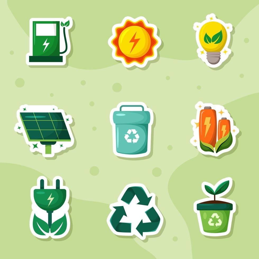 Green Technology Sticker Set vector