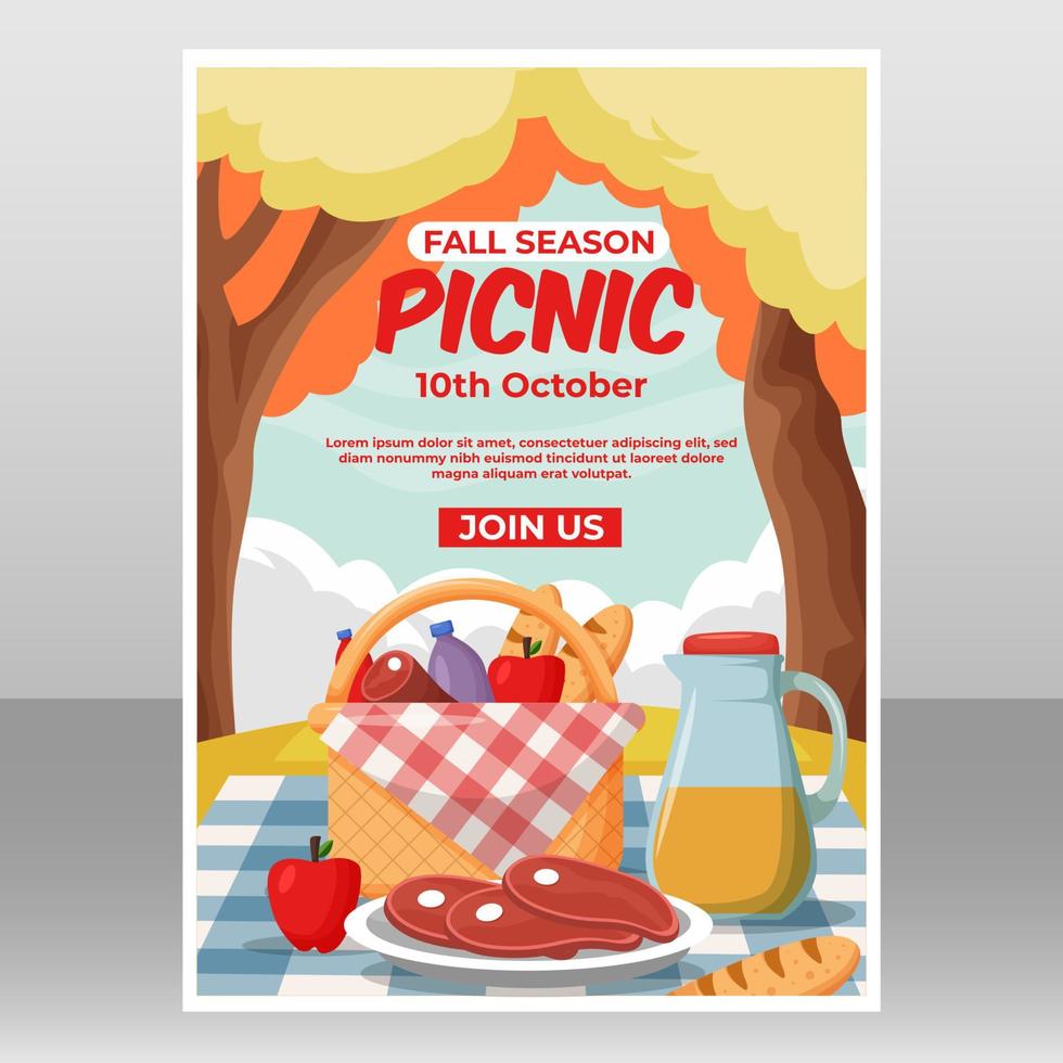 Picnic Autumn Poster Template vector