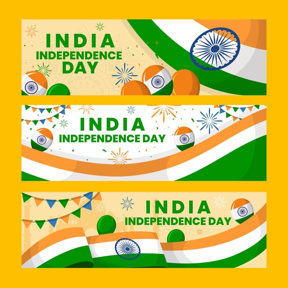 India Independence Day Banner Set vector