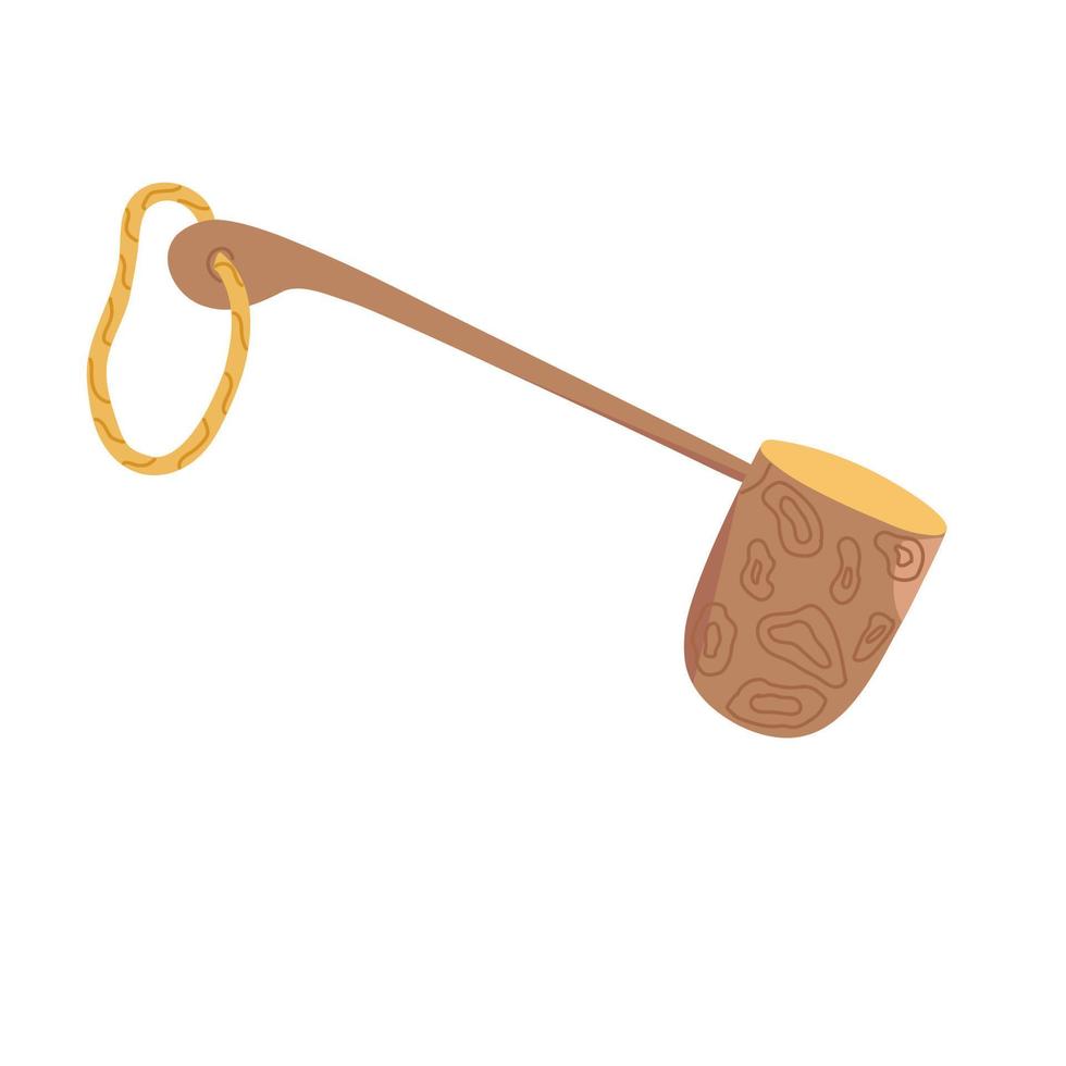 Japanese tea ladle simple flat style hand drawn vector illustration, traditional bamboo kitchen accessory for tea ceremony, eco-friendly zen concept