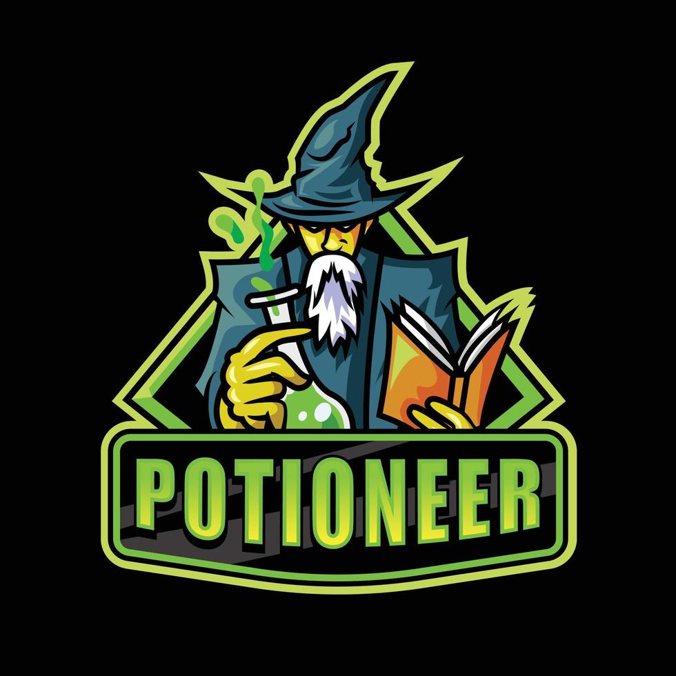 Old Potioneer Witcher Mascot Logo vector