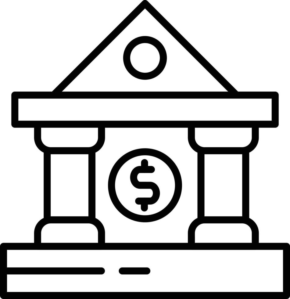 icono de esquema de banco vector