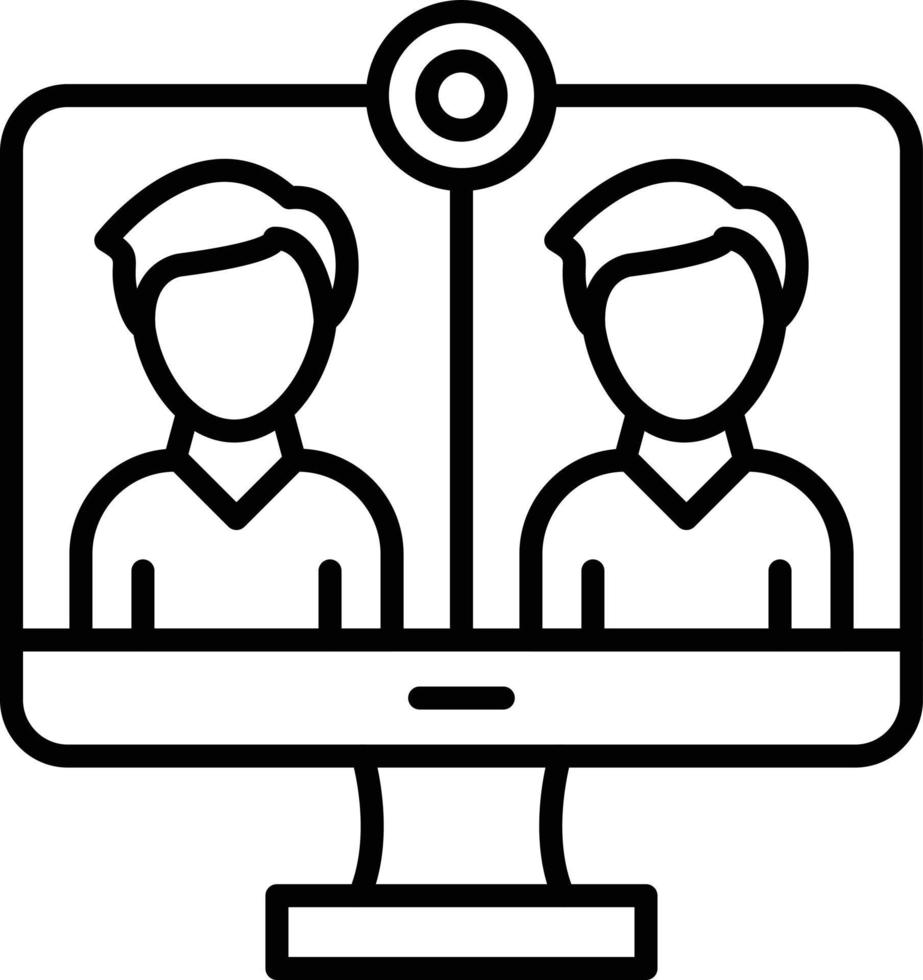 Online Meeting Outline Icon vector