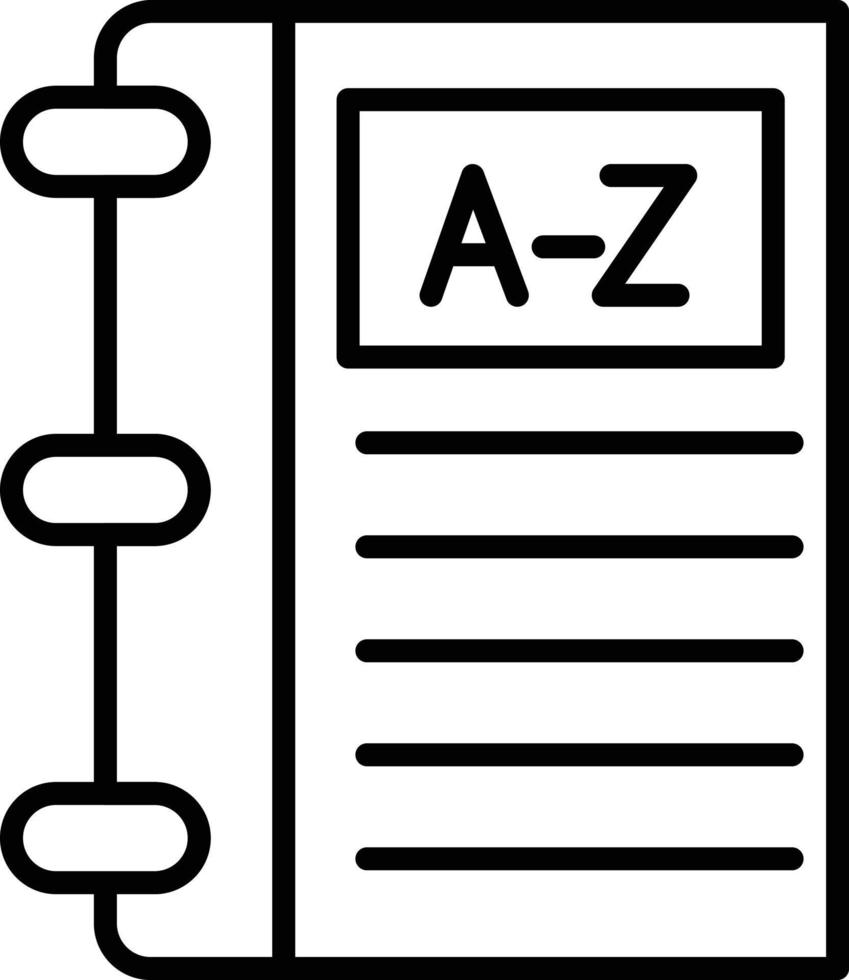 icono de esquema de diccionario vector