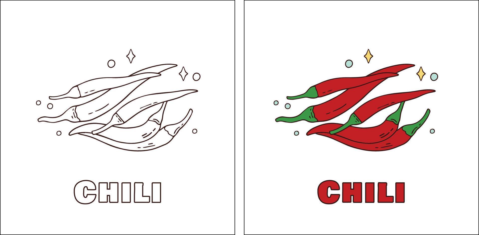 A for Chili Hand Drawn Coloring Page vector