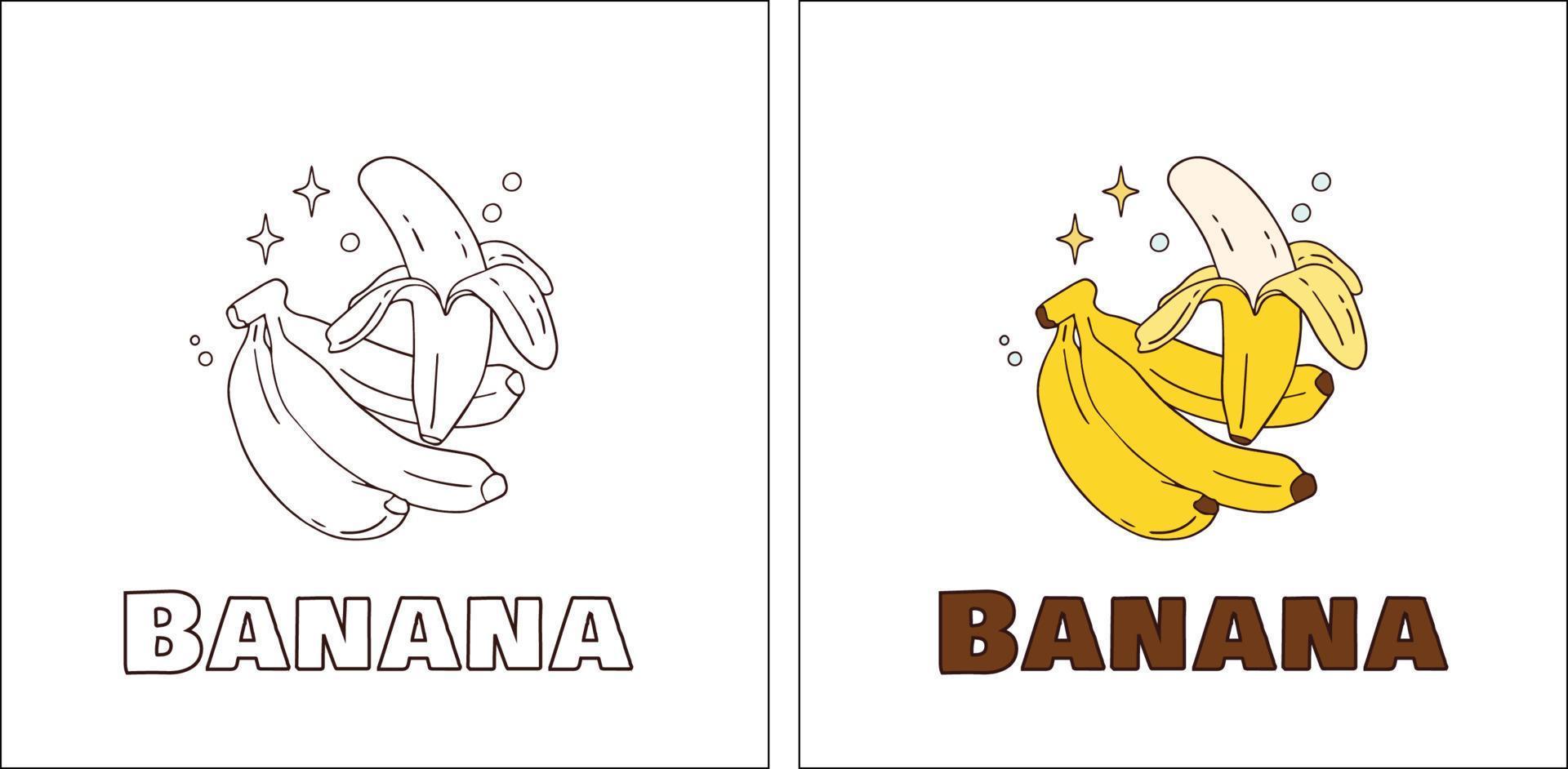 A for Banana Hand Drawn Coloring Page vector