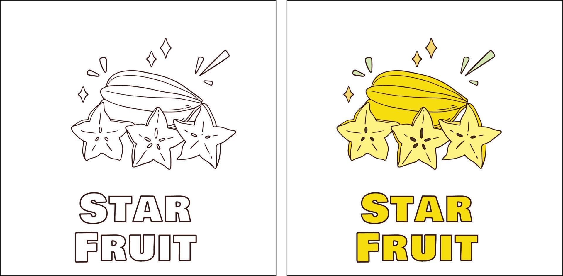 A for Star Fruit Hand Drawn Coloring Page vector