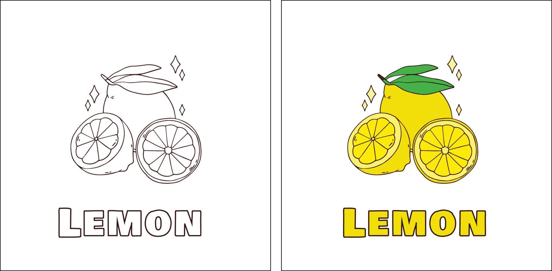A for Lemon Hand Drawn Coloring Page vector