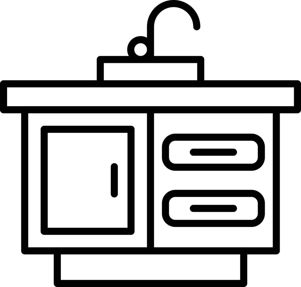 icono de contorno de fregadero de cocina vector