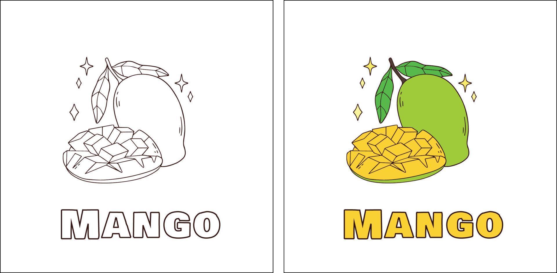 A for Mango Hand Drawn Coloring Page vector