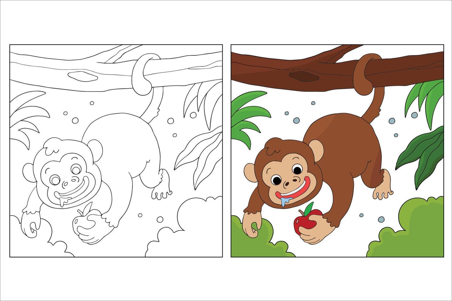 Páginas para colorear de animales lindos dibujados a mano para niños 2 vector