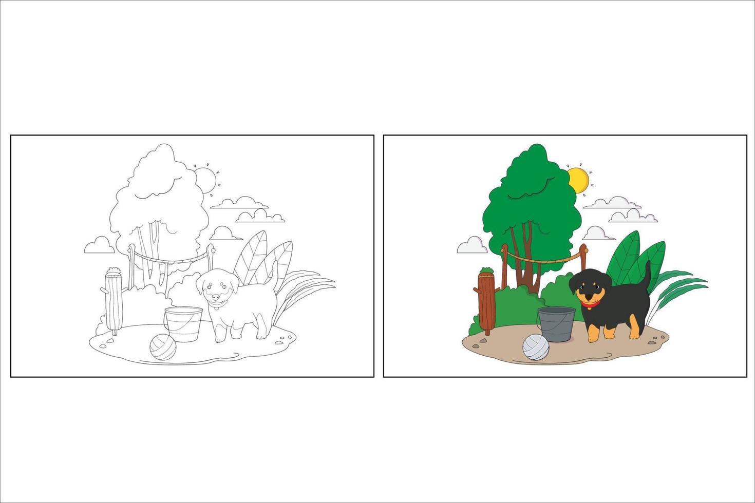 Hand Drawn Cute Animal Coloring Pages for kids 1 vector