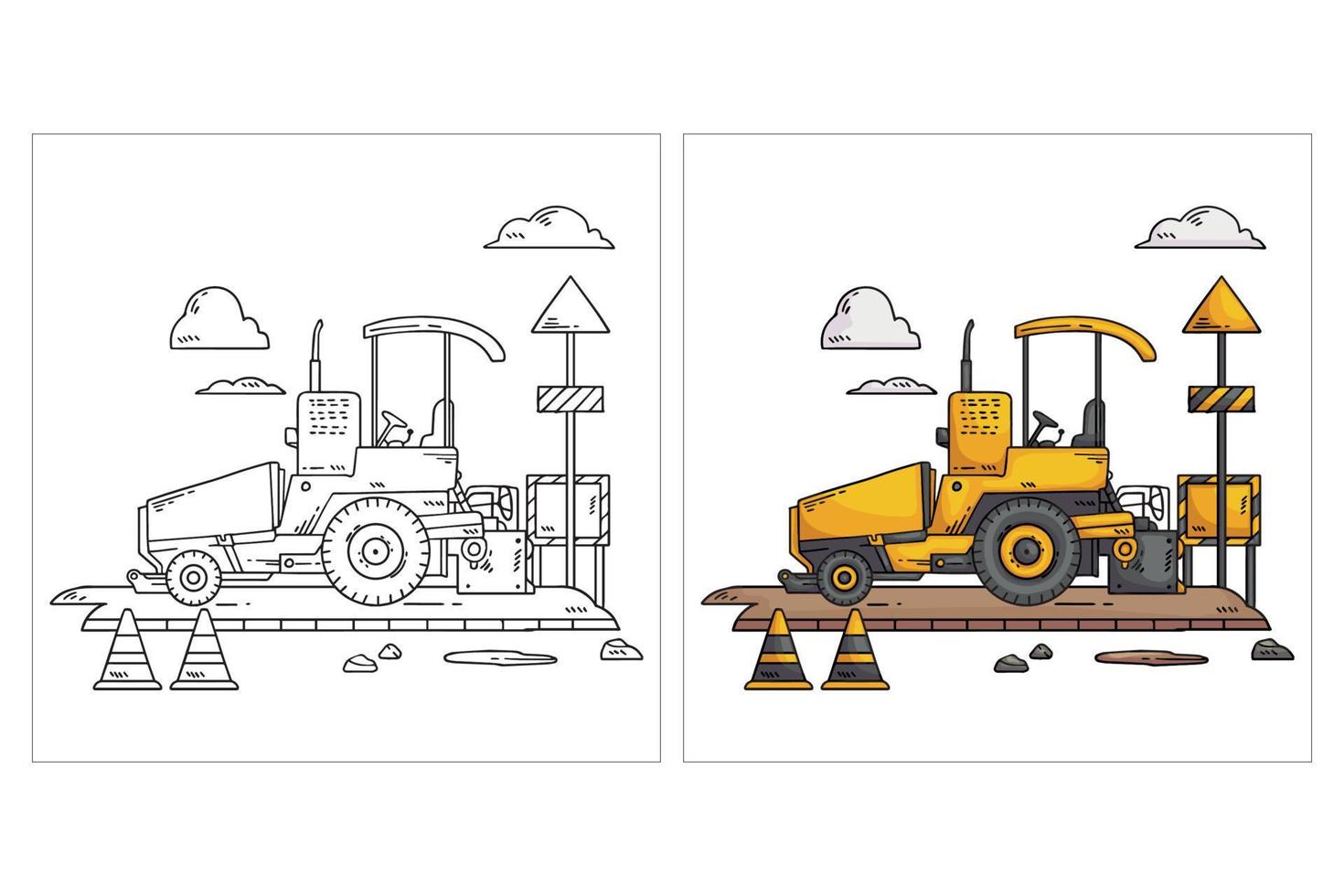 Hand drawn cute Construction Vehicle for coloring page vector