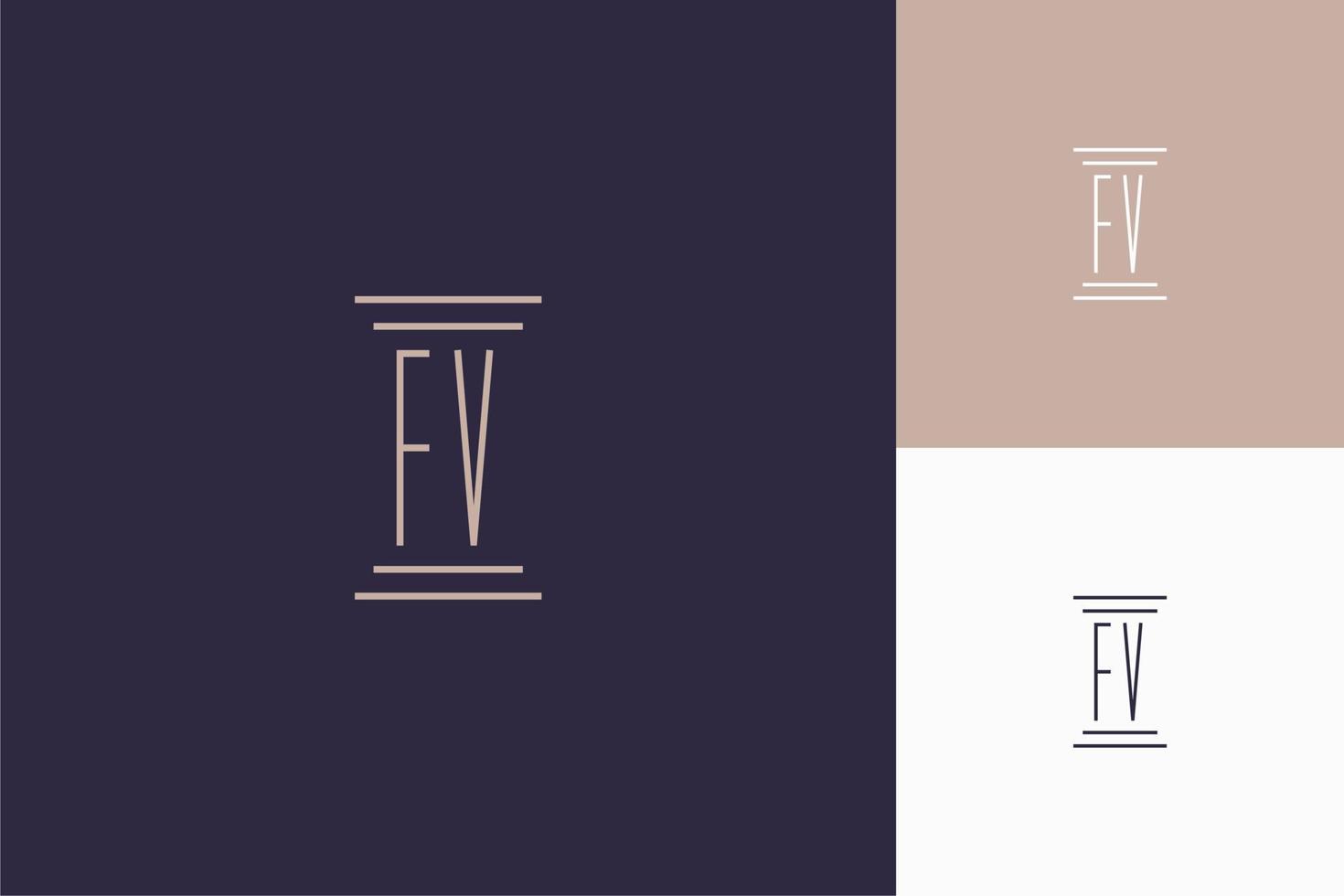 diseño de iniciales de monograma fv para logotipo de bufete de abogados vector