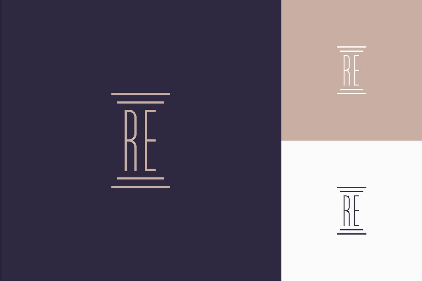 RE monogram initials design for law firm logo vector