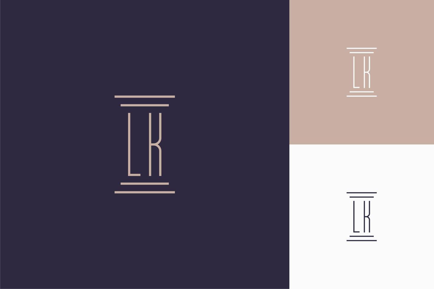 diseño de iniciales de monograma lk para logotipo de bufete de abogados vector