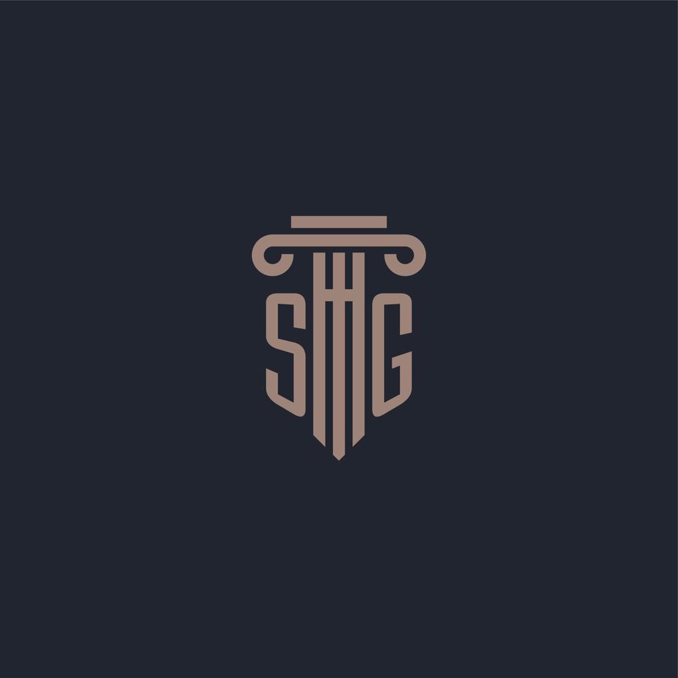 SG initial logo monogram with pillar style design for law firm and justice company vector