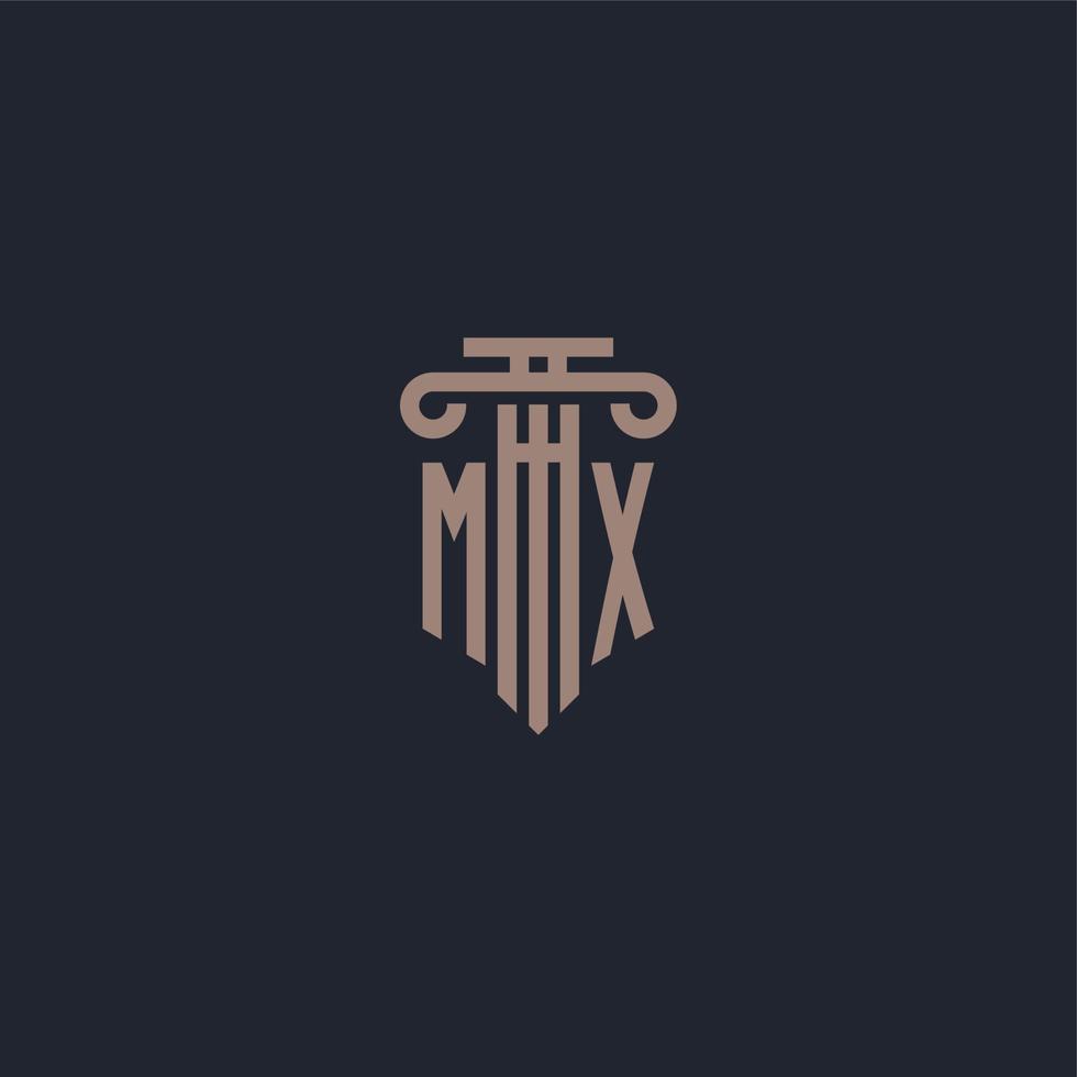 MX initial logo monogram with pillar style design for law firm and justice company vector