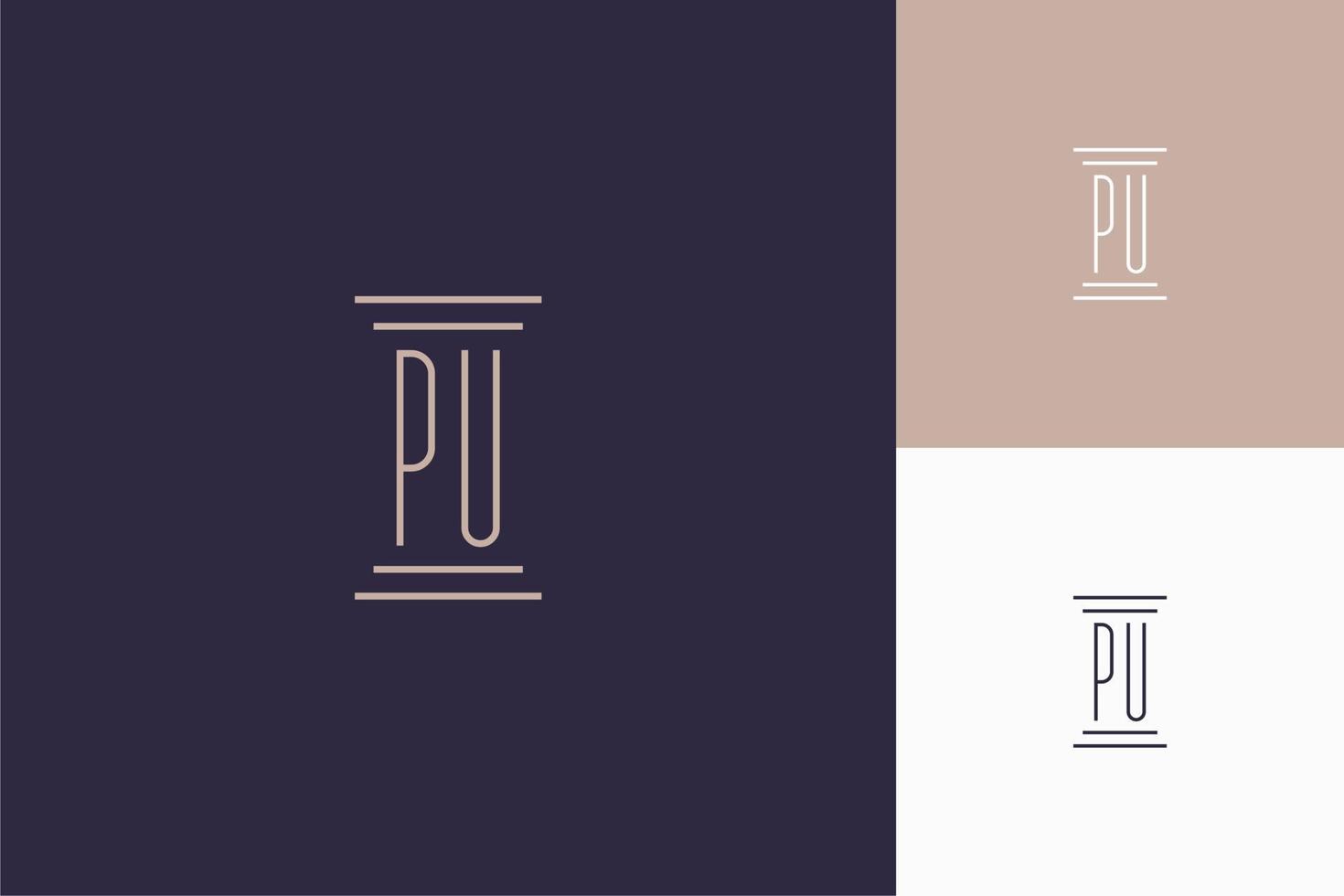 PU monogram initials design for law firm logo vector