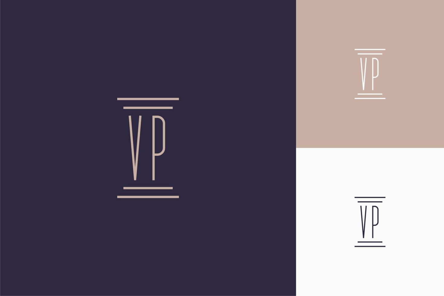 Diseño de iniciales de monograma vp para logotipo de bufete de abogados vector