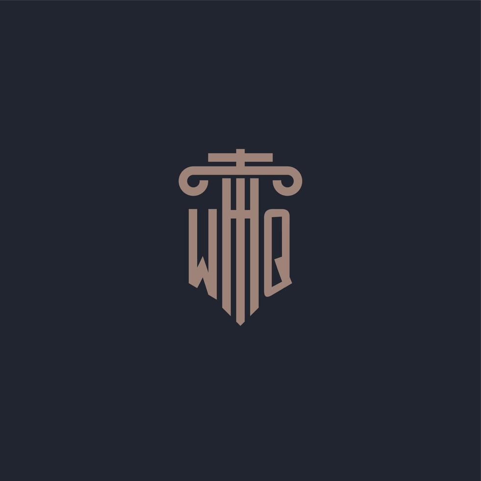 WQ initial logo monogram with pillar style design for law firm and justice company vector