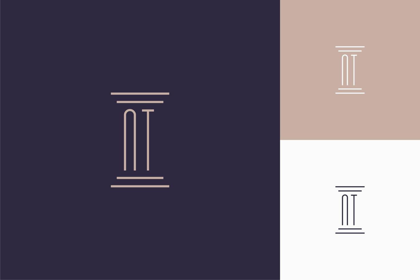 diseño de iniciales del monograma nt para el logotipo del bufete de abogados vector