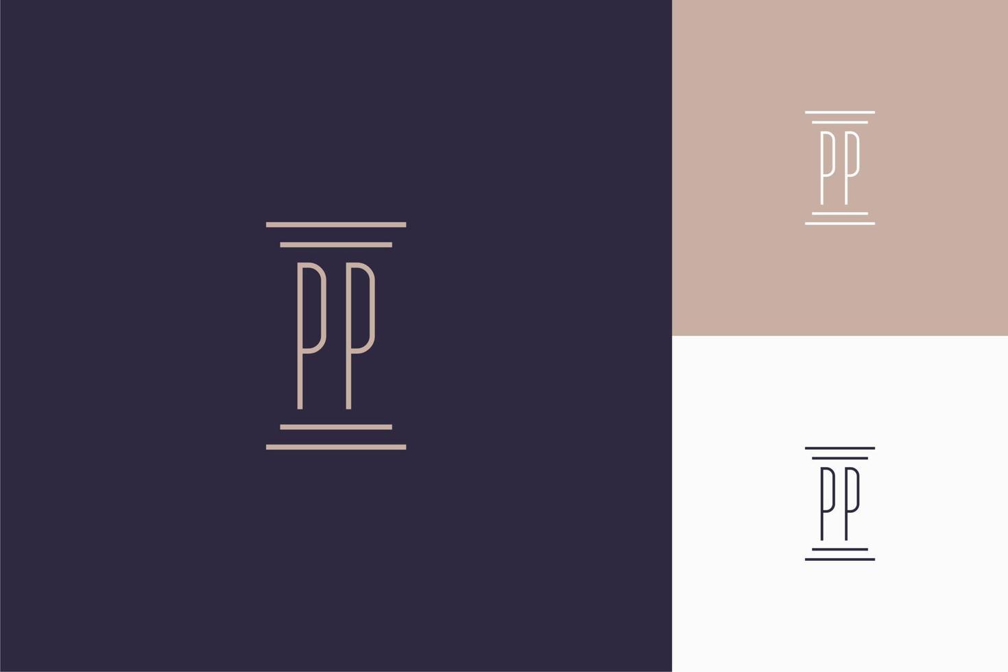 diseño de iniciales de monograma pp para logotipo de bufete de abogados vector