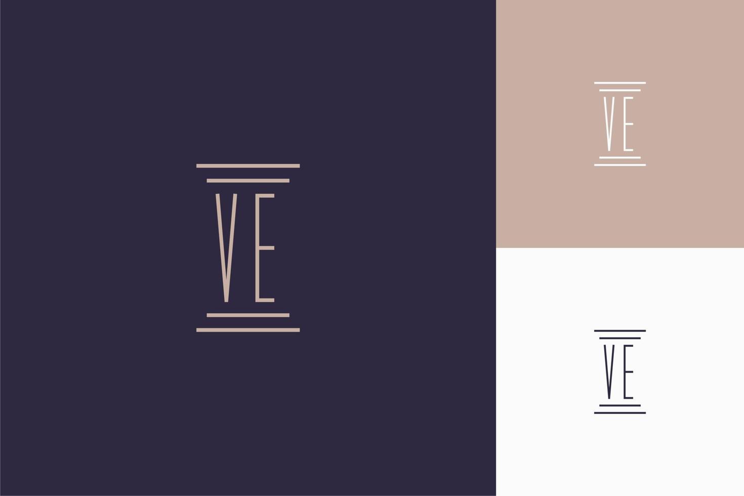 VE monogram initials design for law firm logo vector