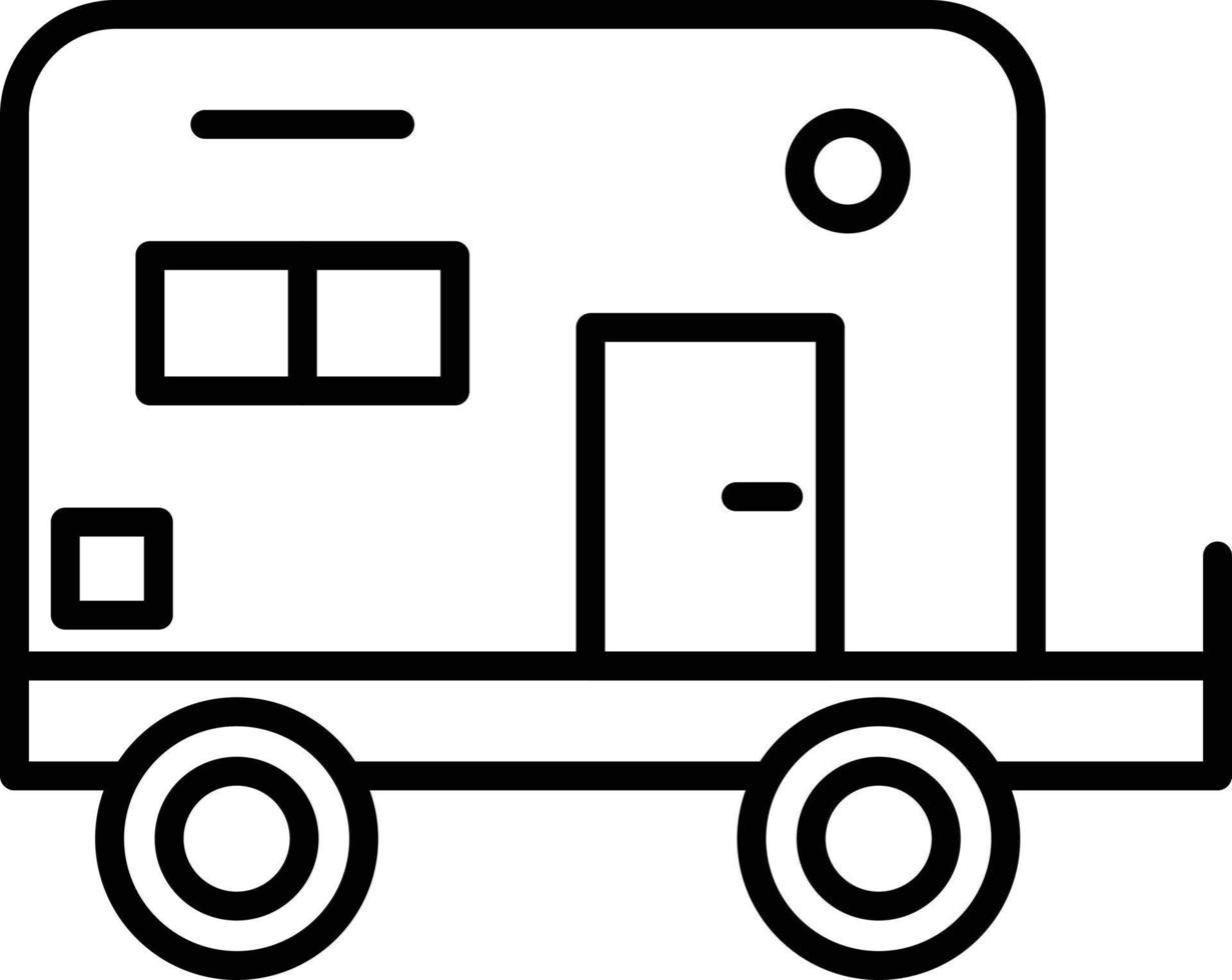 icono de contorno de autocaravana vector