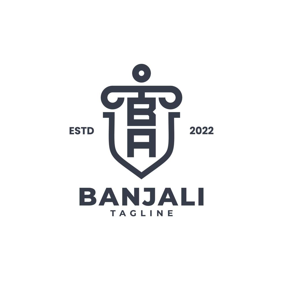 Initials Law firm logo with letter BA vector