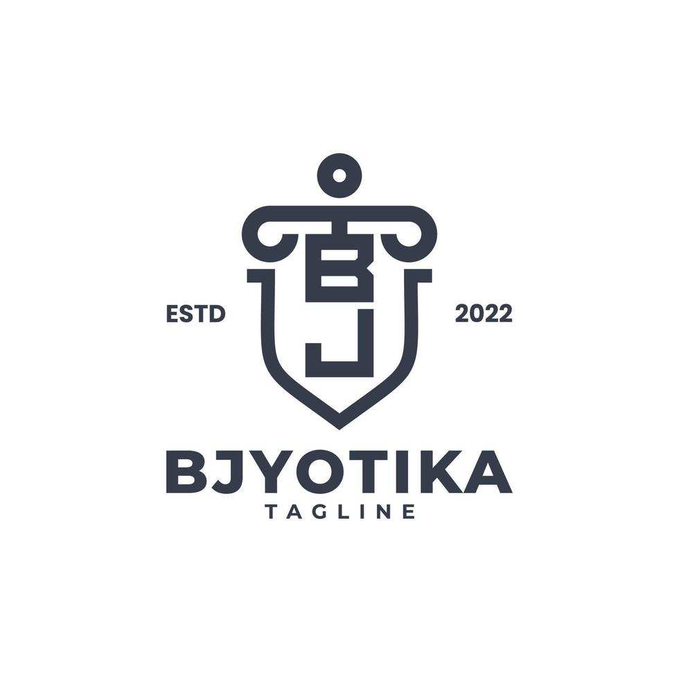 iniciales del logotipo del bufete de abogados con la letra bj vector