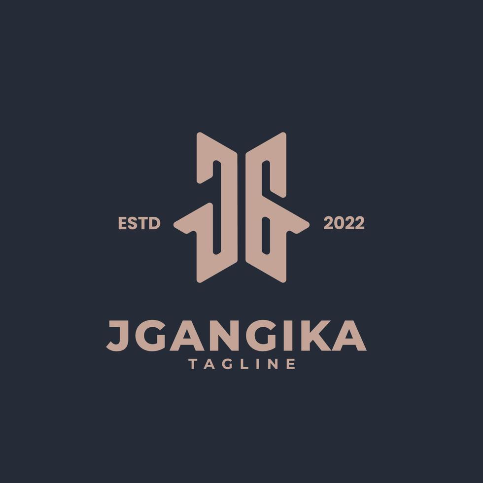 Initials monogram logo letter JG vector