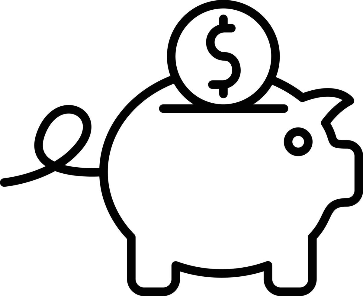 Piggy Bank Outline Icon vector
