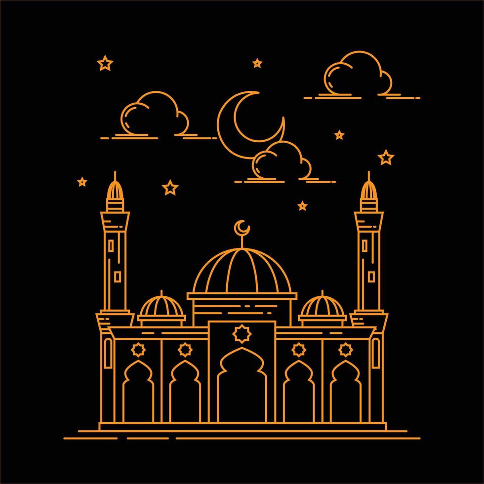 icono de la mezquita. ilustración de diseño de vector de mezquita. símbolo islámico de la mezquita. arte de línea simple de mezquita.