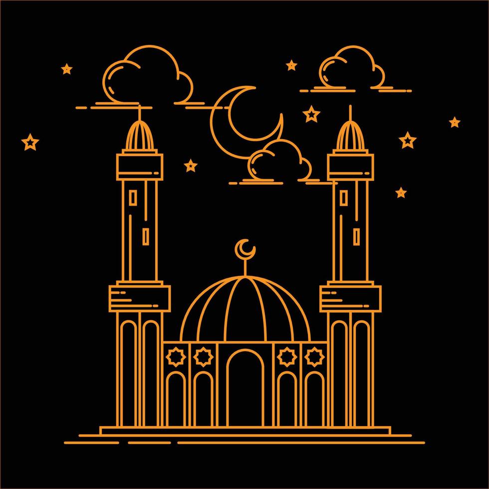 icono de la mezquita. ilustración de diseño de vector de mezquita. símbolo islámico de la mezquita. arte de línea simple de mezquita.