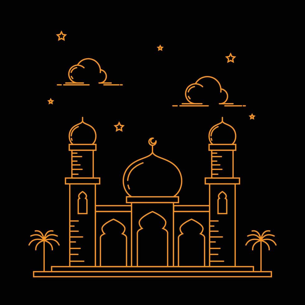 Mosque icon. Mosque Vector design illustration. Mosque Islamic symbol. Mosque simple line art.